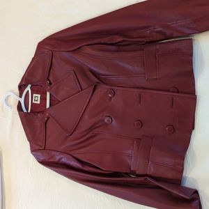 Anne Klein red leather jacket